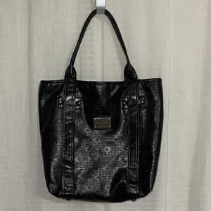 GUESS Black Leather G Logo Founder’s Tote